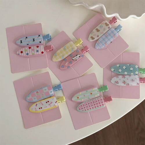 One-Pair Package Girl Heart Cute Floral Cosmetic Clip Polka