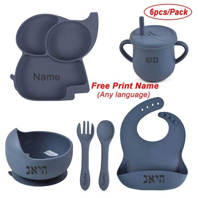 Silicone Baby Feeding Set Soft Silicone Sucker Plate Bowl El