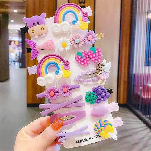 14Pcs/Set Baby Girls Hairpin Clips Pottery Colorful Korean C