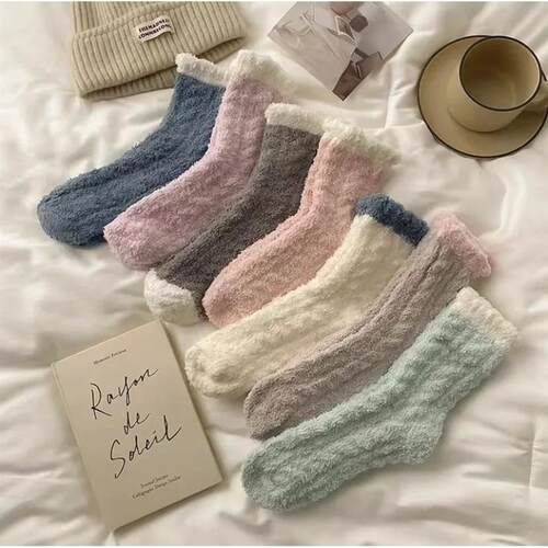 Winter Warm Fluffy Fuzzy Socks Thick Thermal Soft Kawaii Col