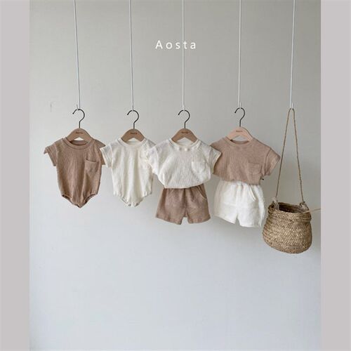 Ins Newborn Baby Summer Short-sleeved jumpsuit Simple Comfor
