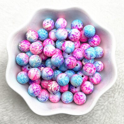 New 4/6/8/10mm Pattern Round Glass Beads Loose Spacer Beads
