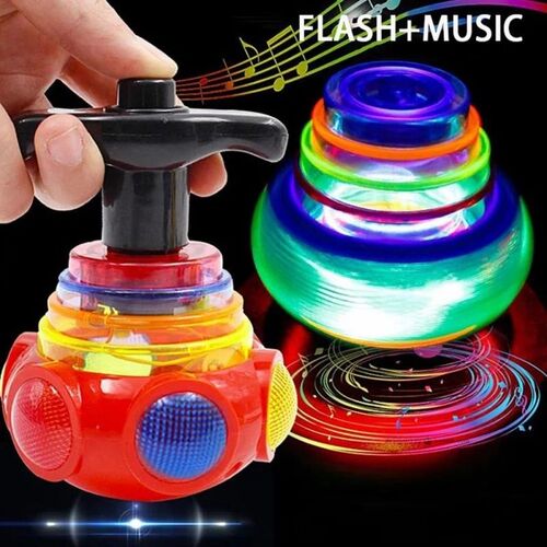Bagged round Luminous Toy Light Music Rotating Gyro Random C