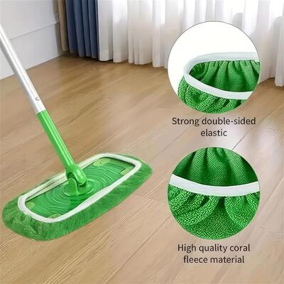 4 Pieces of Wet and Dry Mop Replacement Pads, Green, Reusabl