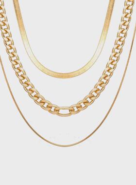 Women Vintage Multi-layered Snake Chain Necklace 三层锁骨链