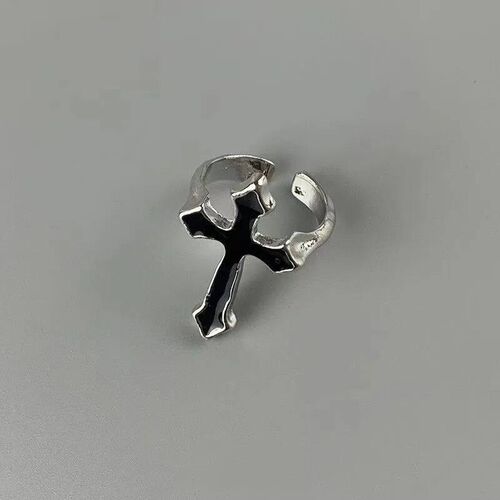 Hip Hop Punk Black Cross Open Rings For Women rendy Party Je
