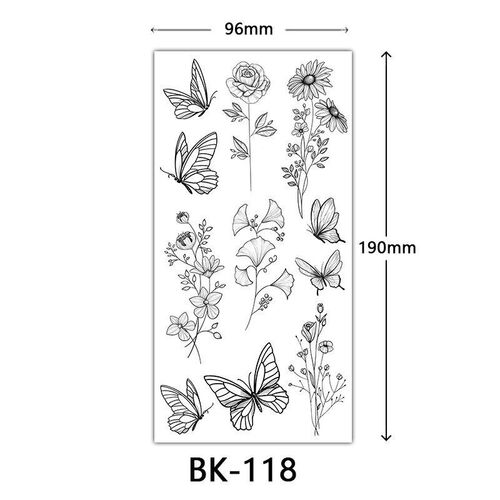 Black Butterfly Temporary Tattoos for Women Waterproof Tatto