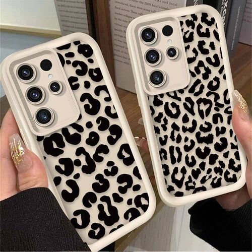 Leopard Print Pattern Silicone Case For  Galaxy S24 S25 S23