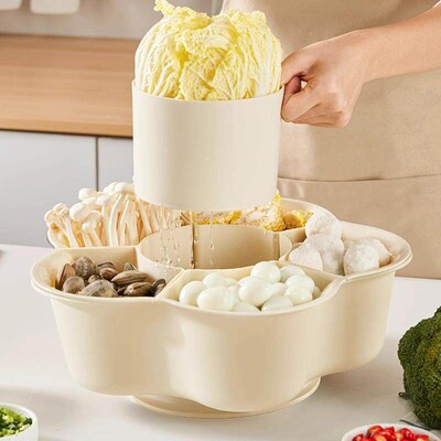 Hot Pot Ingredient Partitioned Platter, Multifunctional Tabl