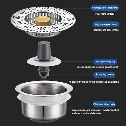 Practical Stainless Steel Kitchen Sink Drain Strainer Anti