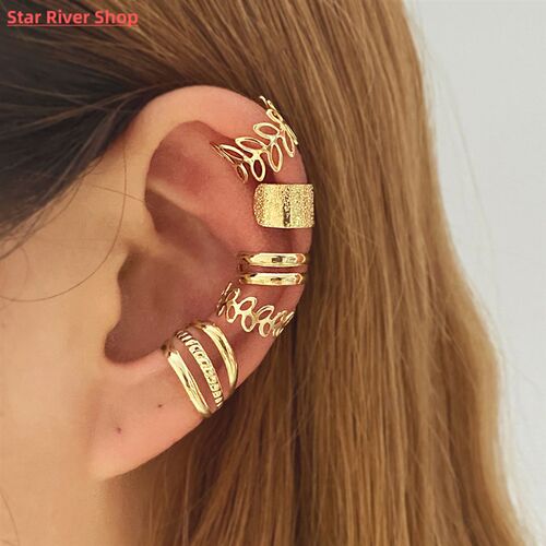 LATS Silver Color Leaves Clip Earrings for Women Men Creativ