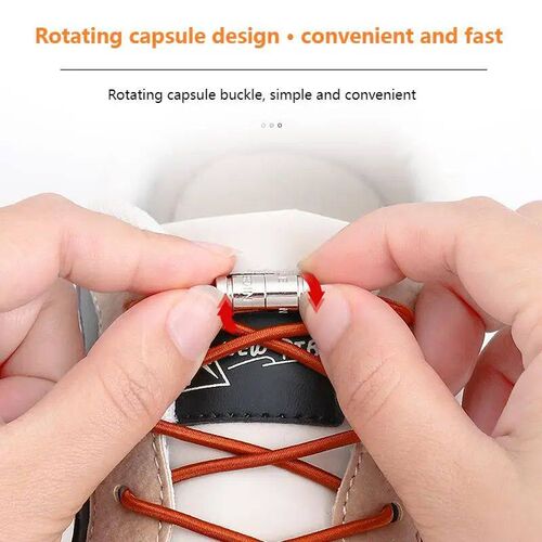 No Tie Shoe Laces Round Capsule Metal lock Elastic Shoelaces