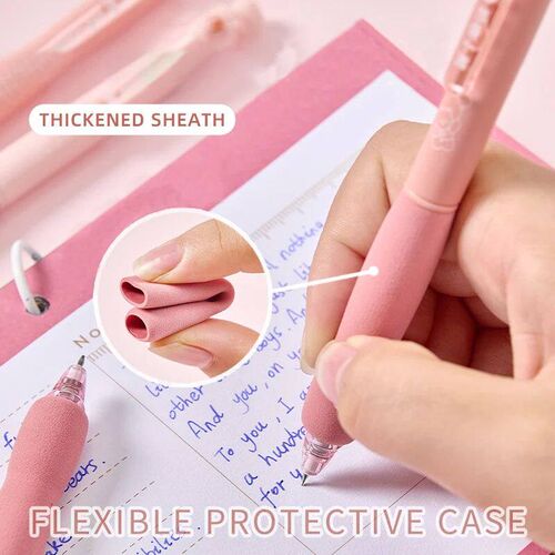 4 Pack Brown Bear Erasable Gel Pens, 0.5mm Blue/Blue Soft Gr