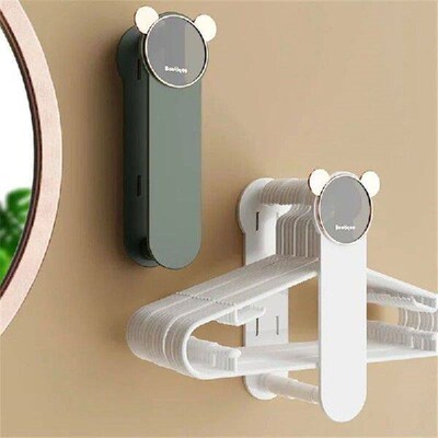 Bear Telescopic Clothes Hanger Storage Rack Non punching