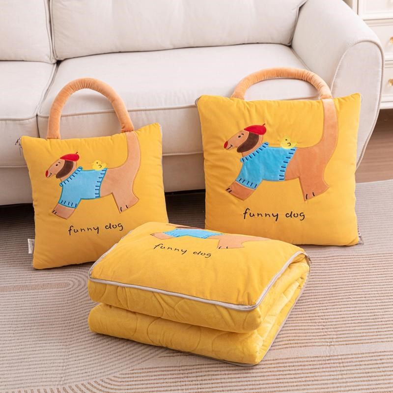 提手小狗抱枕被两用多功能办公室午睡盖毯车用靠垫沙发毯新款冬季,居家布艺,抱枕被,淘宝优惠券,粉丝福利购,淘宝优惠卷