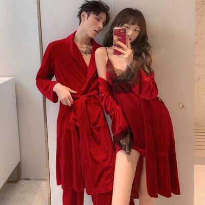 FZSLCYIYI Lovers Sleepwear Velour Women Nightwear Casual Co