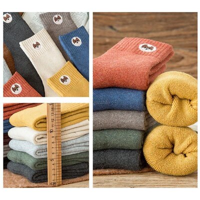 Sock kid wool ankle socks solid-colored mid-calf socks
