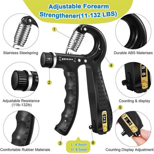 5-Pack Grip Trainer Kit: Finger/Hand Exercisers, Hand Grippe