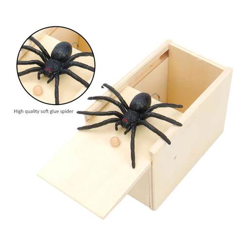 Spider Prank Box Wooden Fun Surprise Happy Box Gags Practica