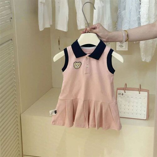 New Kids Dresses for Girls Cute Cartoon Little Bear Polo Dre
