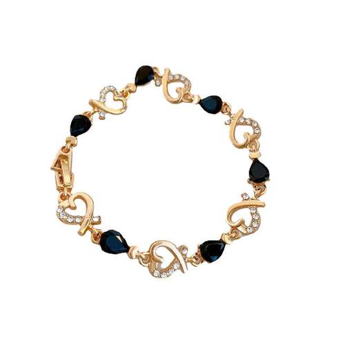 Black Heart Diamond Bracelet Womens Fashion Light LuxuryFash