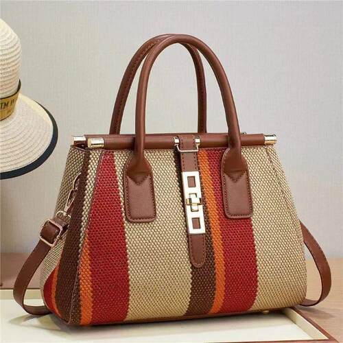 Fashion Womens Single Shoulder Crossbody Bags Striped Contr