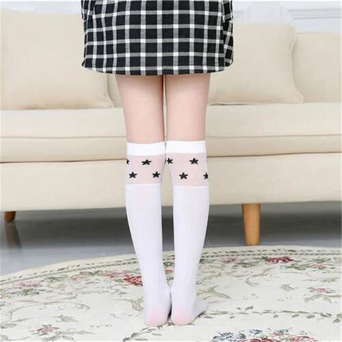 Summer Spring White school student girls over the knee high
