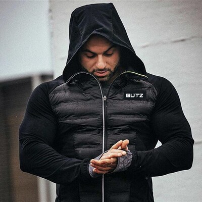 Winter Men Running Jacket Windproof Warm Hoodies Jogging Spo