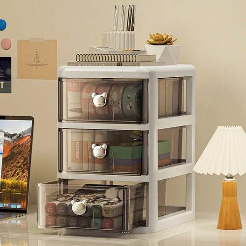 Stackable Desktop Storage Box with Dustproof Drawer Office D