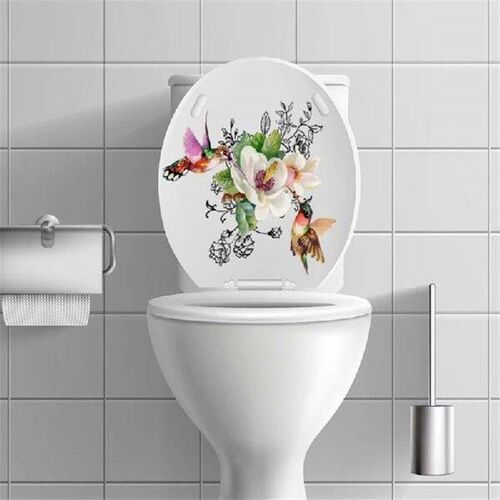 Waterproof PVC Toilet Lid Decal Self-Adhesive Flower and