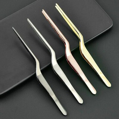 1Pc 14cm Stainless Steel Tweezer Plating Chef Food Tweezer B