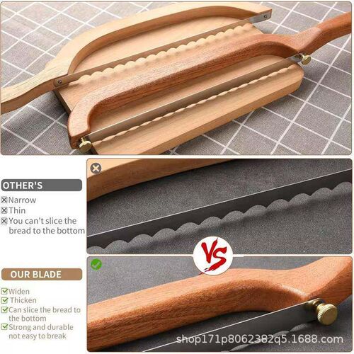 Wooden Bread Knife Serrated Toast Bread Splitting Knife