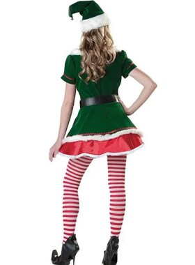 Deluxe Adult Christmas Santa Claus Costume Green Xmas Elf