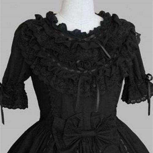New Gothic   Palace Dress Short All-Black Dress Cake Dress C