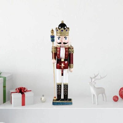 38cm Wooden Nutcracker Ornament Traditional Figurine Puppet