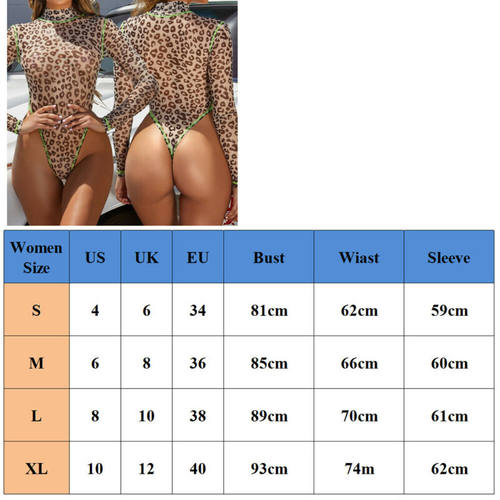 Summer Sexy Women Leopard Bodysuit High Cut Leotard Thong Cl