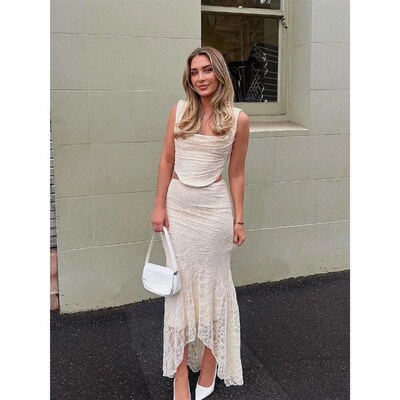 Suninheart Elegant Women 2 Piece Dress Set 2023 Maxi Wedding