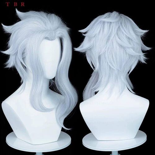 Fatui Doctor Il Dottore Cosplay Wig Game Short Light Blue