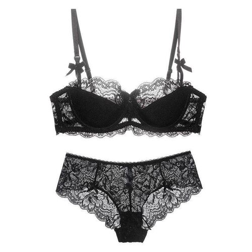 Lace underwear, thin cotton, large chest, small size bra,