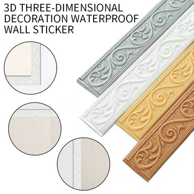 3d Foam Wall Stickers Self Adhesive Waterproof Baseboard Wal