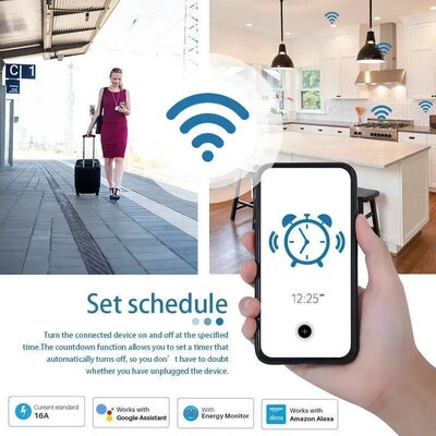 Tuya Wifi Smart Socket EU Plug 16/20A Power Monitor Remote C