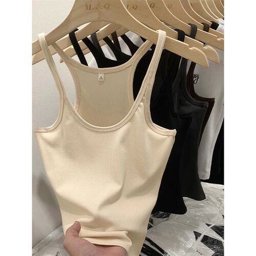 zjaiss Solid Color Basic Ribbed Knitted Tank Top Women Summe