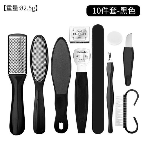 Black Stainless Steel Foot File 8in1 Set Remove Dead Skin Ca