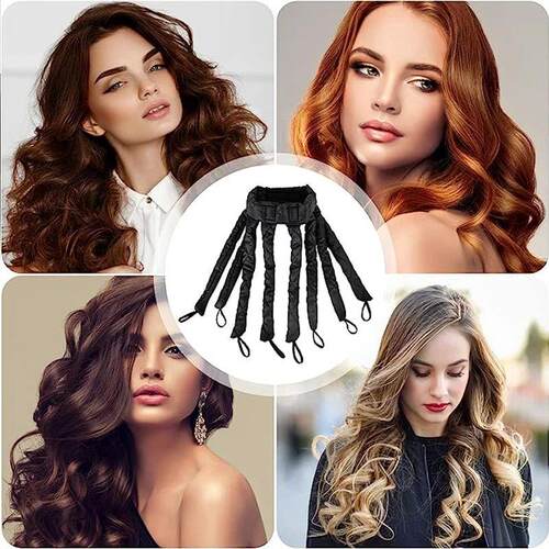 Octopus Heatless Curling Rod Headband Curls Silk Ribbon Slee