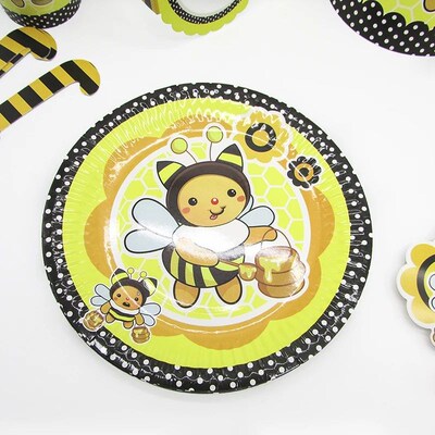 6pcs Cartoon bumble bee Party Disposable Tableware Cups Plat