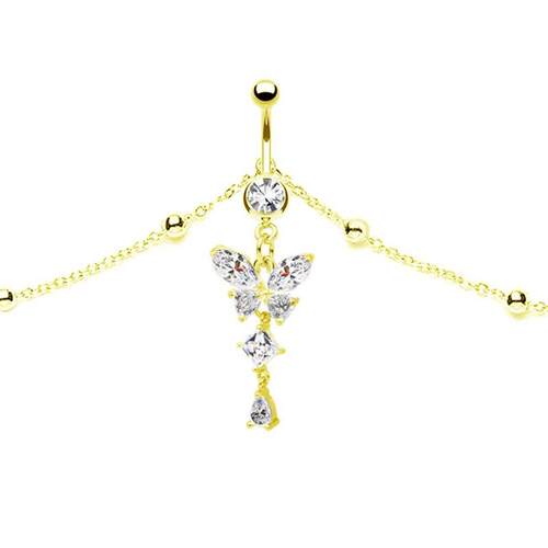Fashion Waist Chains CZ Butterfly Dangling Belly Chain Body