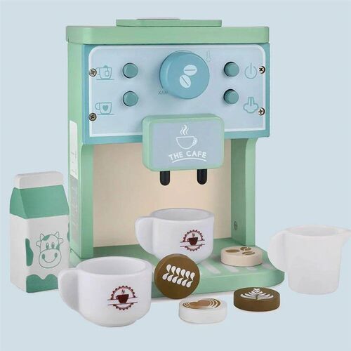 Kids Kitchen Toy Set Wooden Coffee Maker Set Simulation Cook