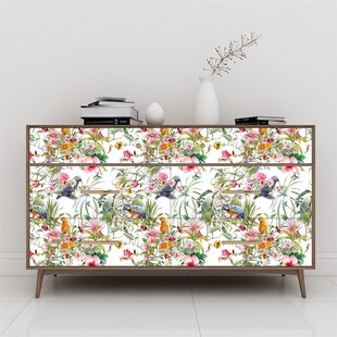 Peel And Stick Forest Floral Parrot Wallpaper Green/Yellow/P