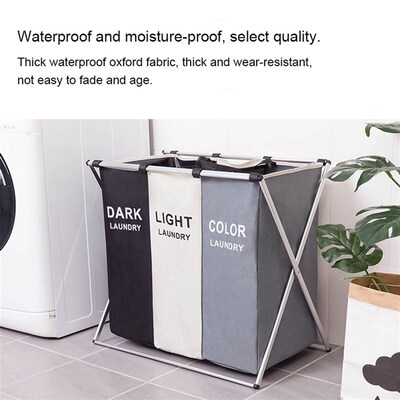 Laundry Cloth Hamper Sorter Basket Bin with Aluminum Frame