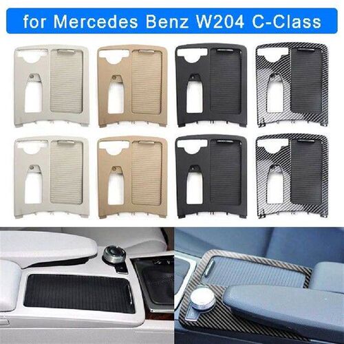 Carbon Fiber Central Console Drink Cup Holder Cover Shutter